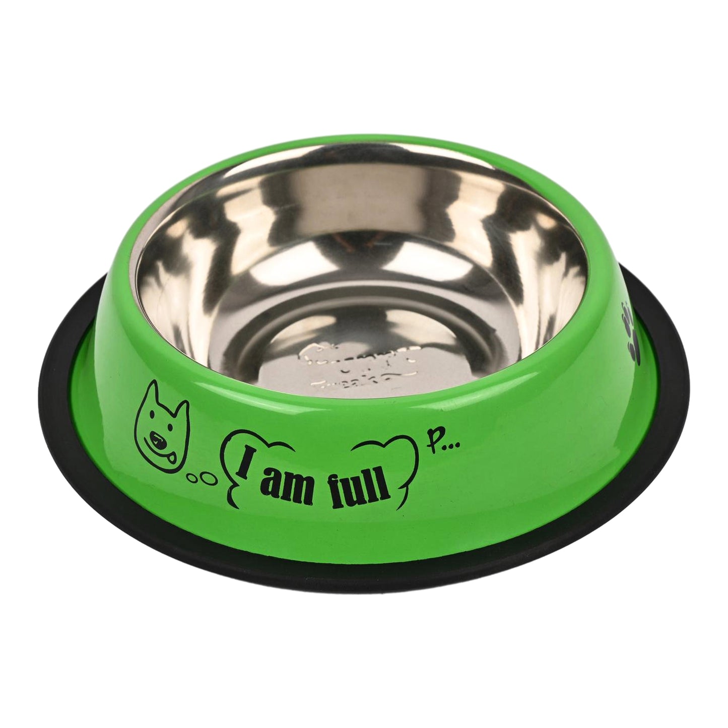 Furry Freak “I Am Empty” Stainless Steel Anti-Skid Dog & Cat Bowl (Pack of 2)