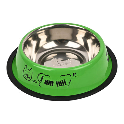 Furry Freak “I Am Empty” Stainless Steel Anti-Skid Dog & Cat Bowl (Pack of 2)