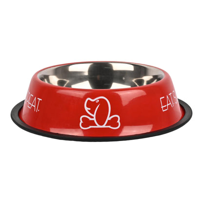 Furry Freak Stylish Red Stainless Steel Pet Bowl for Dogs & Cats – Anti-Skid Feeding Dish