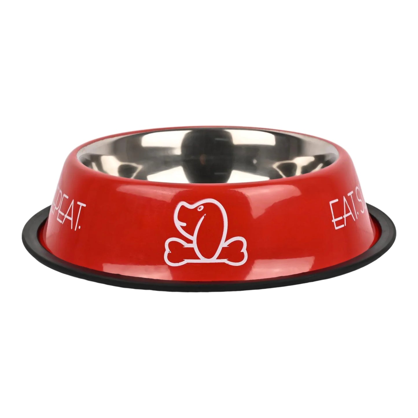 Furry Freak Stylish Red Stainless Steel Pet Bowl for Dogs & Cats – Anti-Skid Feeding Dish (Pack of 2) - Furry Freak