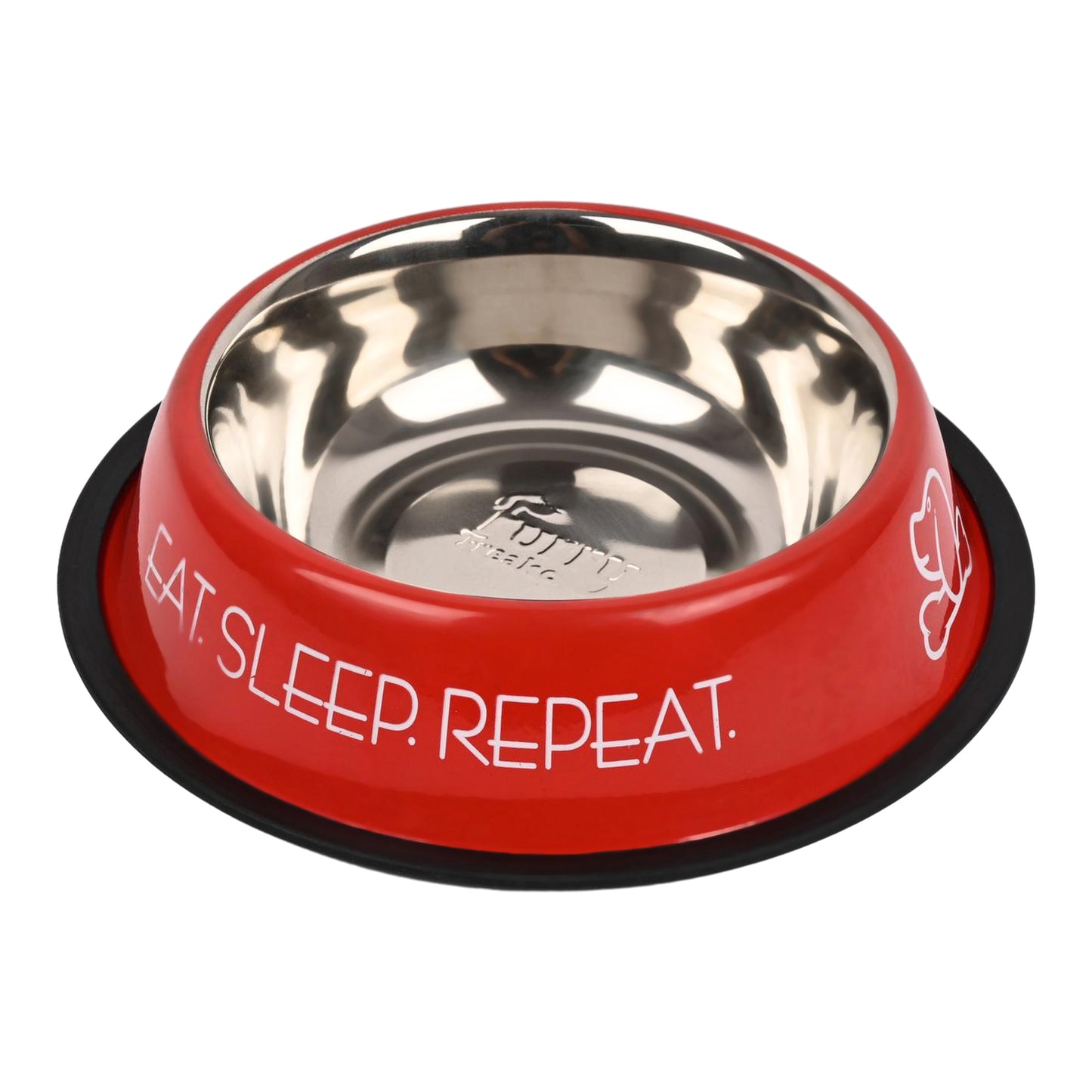 Furry Freak Stylish Red Stainless Steel Pet Bowl for Dogs & Cats – Anti-Skid Feeding Dish