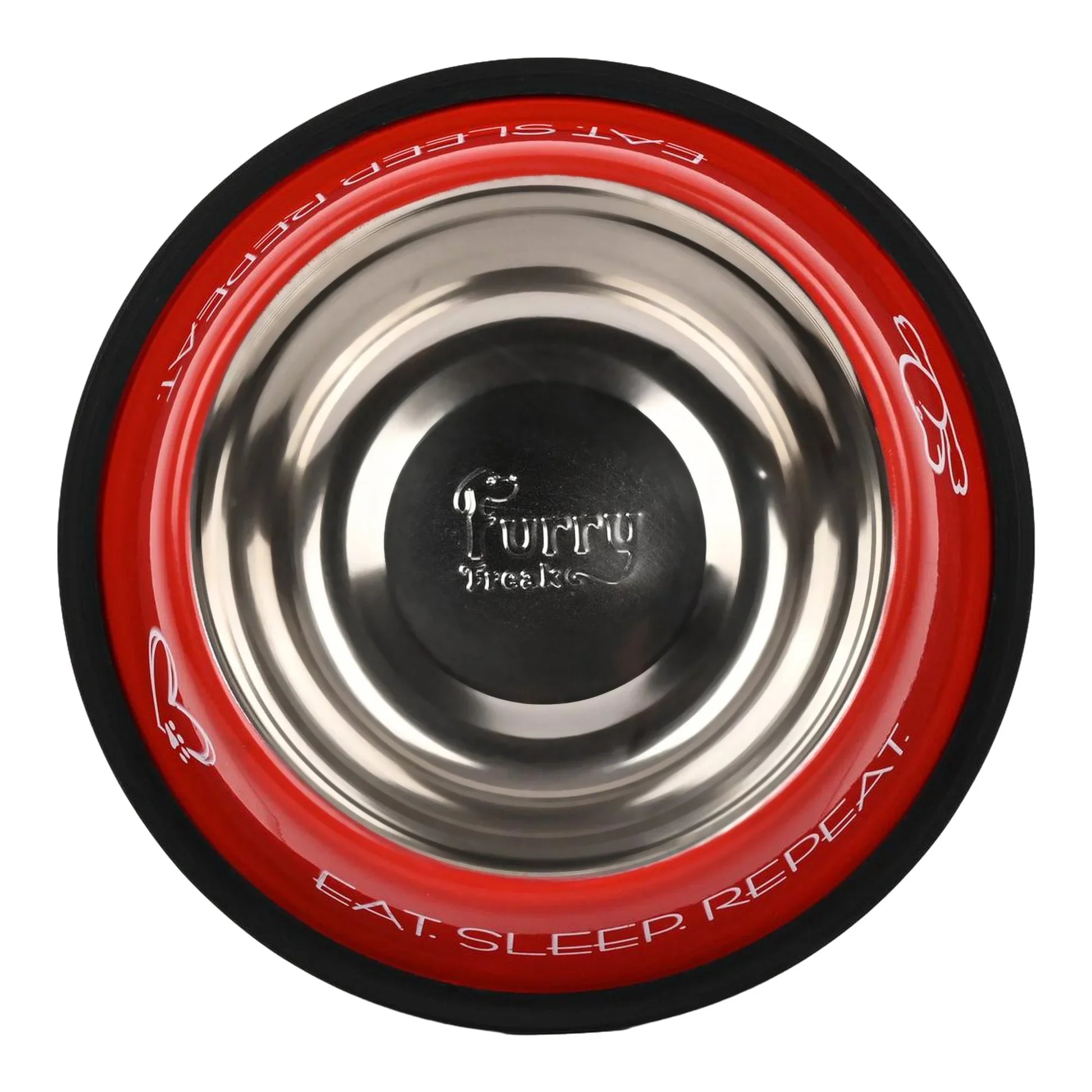Furry Freak Stylish Red Stainless Steel Pet Bowl for Dogs & Cats – Anti-Skid Feeding Dish (Pack of 2) - Furry Freak