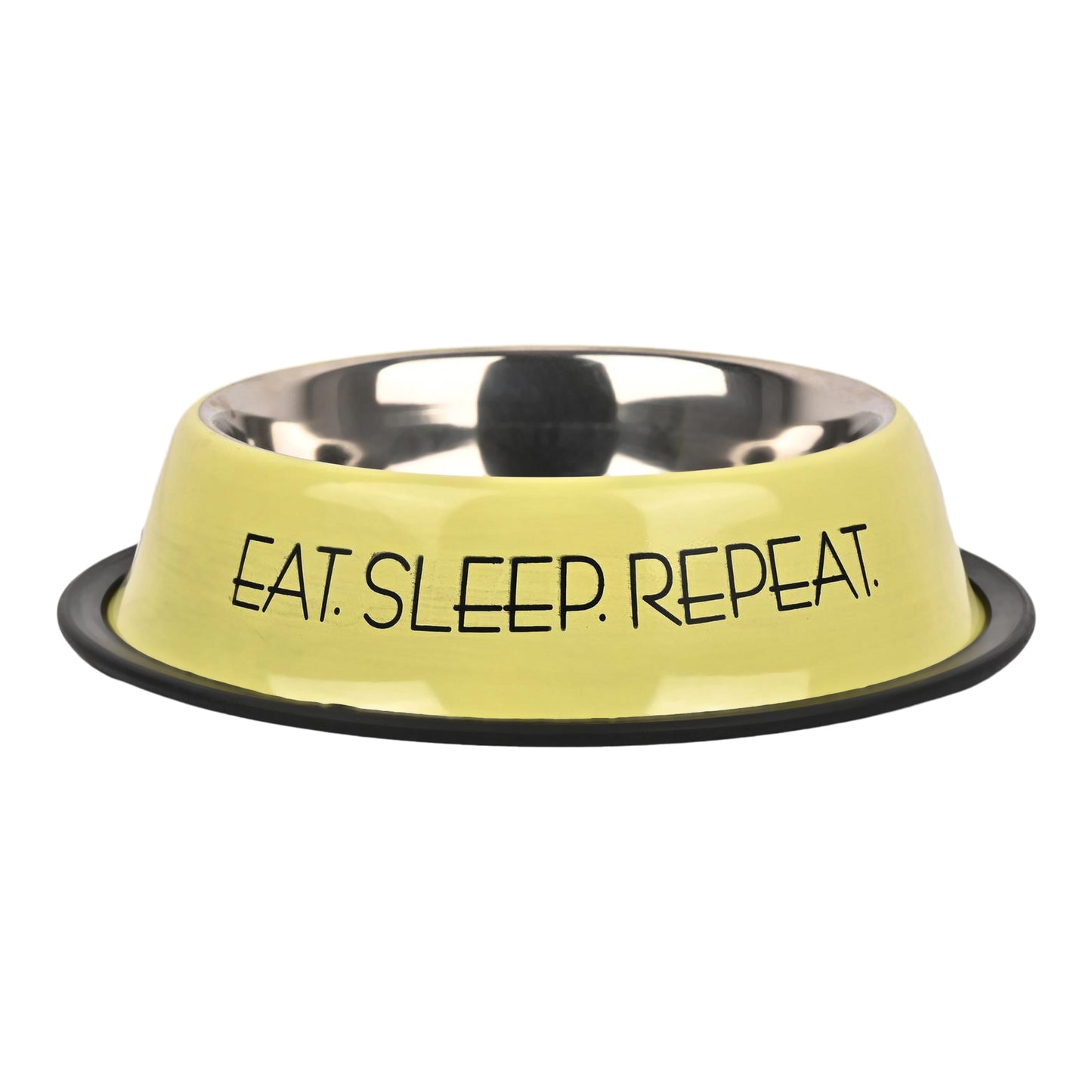 Furry Freak Yellow Stainless Steel Dog & Cat Bowl – Eat. Sleep. Repeat. Design