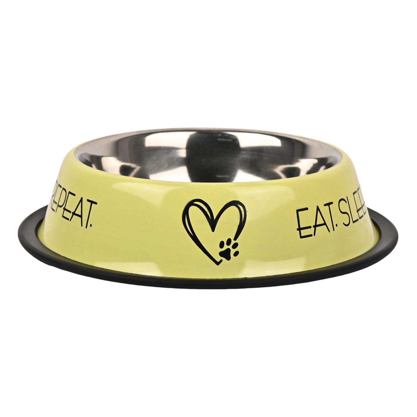Furry Freak Yellow Stainless Steel Dog & Cat Bowl – Eat. Sleep. Repeat. Design