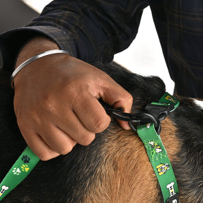 Furry Freak Everyday Dog Collar – Green Nylon with Quick-Release Buckle