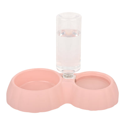 2-in-1 Pet Bowl with Automatic Water Dispenser – Ideal for Cats & Small Dogs (Pink)