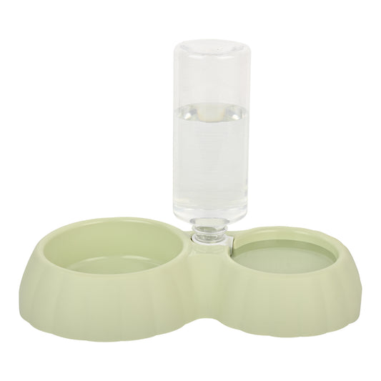 2-in-1 Pet Feeding Bowl with Automatic Water Dispenser – Green | For Cats & Small Dogs