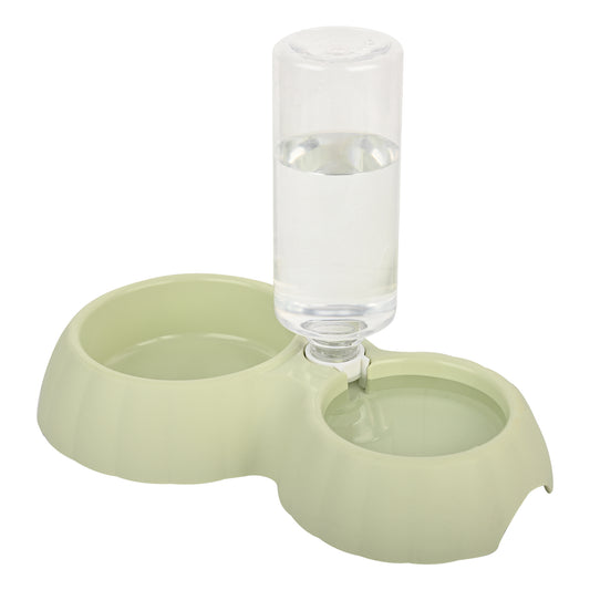2-in-1 Pet Feeding Bowl with Automatic Water Dispenser – Green | For Cats & Small Dogs