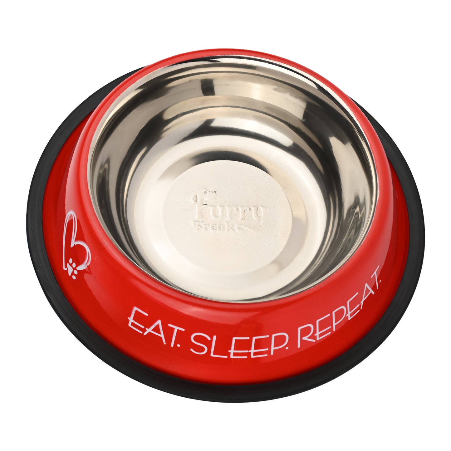 Furry Freak Stylish Red Stainless Steel Pet Bowl for Dogs & Cats – Anti-Skid Feeding Dish