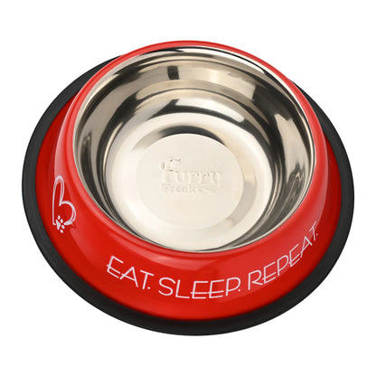 Furry Freak Stylish Red Stainless Steel Pet Bowl for Dogs & Cats – Anti-Skid Feeding Dish (Pack of 2) - Furry Freak