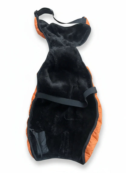 Black and orange dog coat on a white background