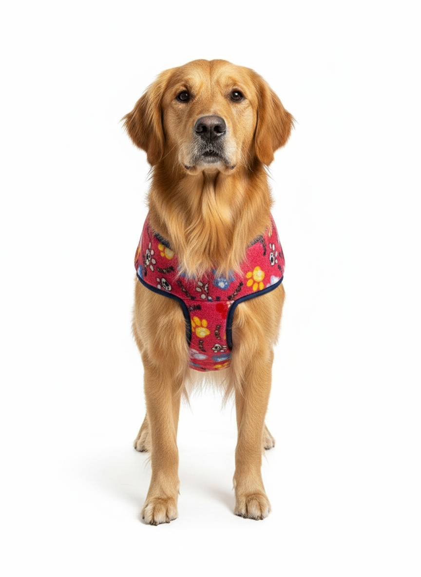 Furry Freak Cozy Paws Reversible Dog Coat - Pink Paw Print & Quilted Warmth