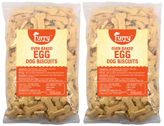 Furry Freak Egg Flavour Dog Biscuits – Crunchy, Nutritious & Tail-Wagging Treats! 🐾 (2 KG)