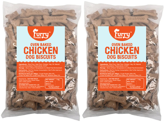 Furry Freak Chicken Flavour Dog Biscuits – Crunchy, Nutritious & Tail-Wagging Good! 🦴 (2 KG)