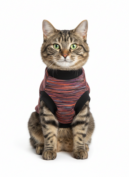 Urban Whiskers: Vibrant Cat Winter Graphic Vest
