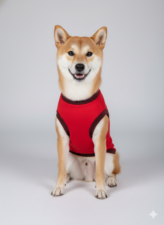 "Life is Better With a Dog" – Premium Red Sleeveless Dog T-Shirt