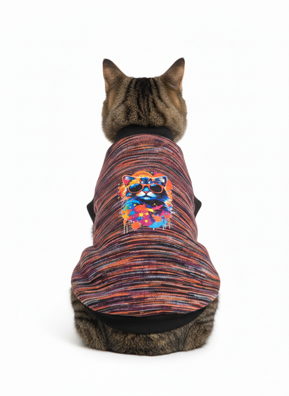 Urban Whiskers: Vibrant Cat Winter Graphic Vest