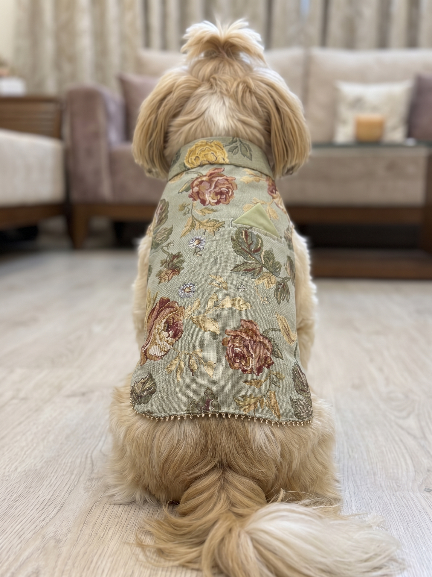 Royal Floral Brocade Dog Vest / Sherwani for Shih Tzus & Small Dogs