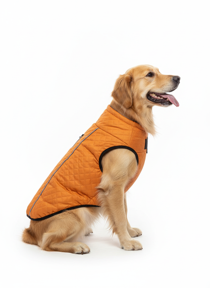 Quilted Dog Jacket For Winter - Orange