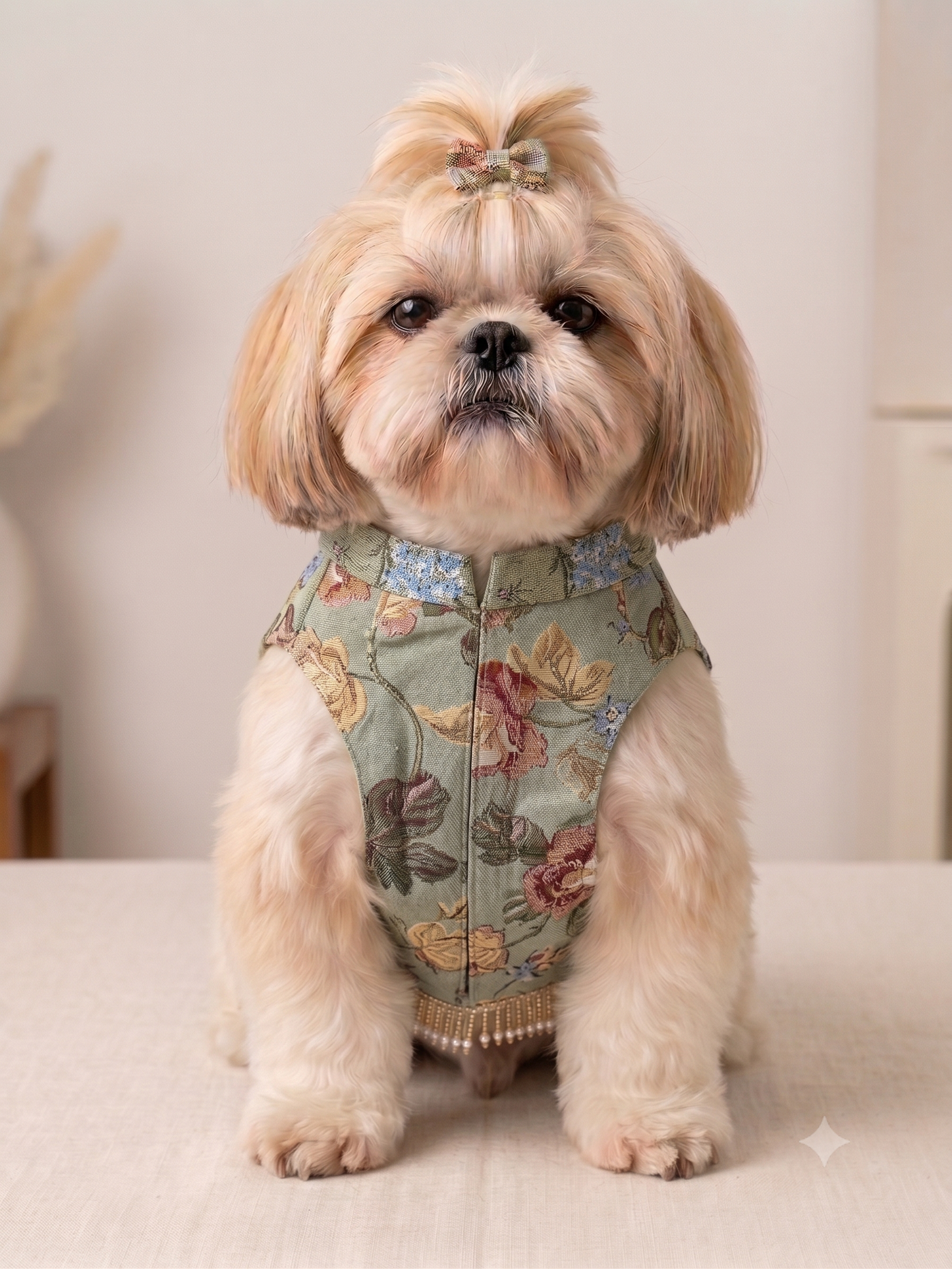 Royal Floral Brocade Dog Vest / Sherwani for Shih Tzus & Small Dogs