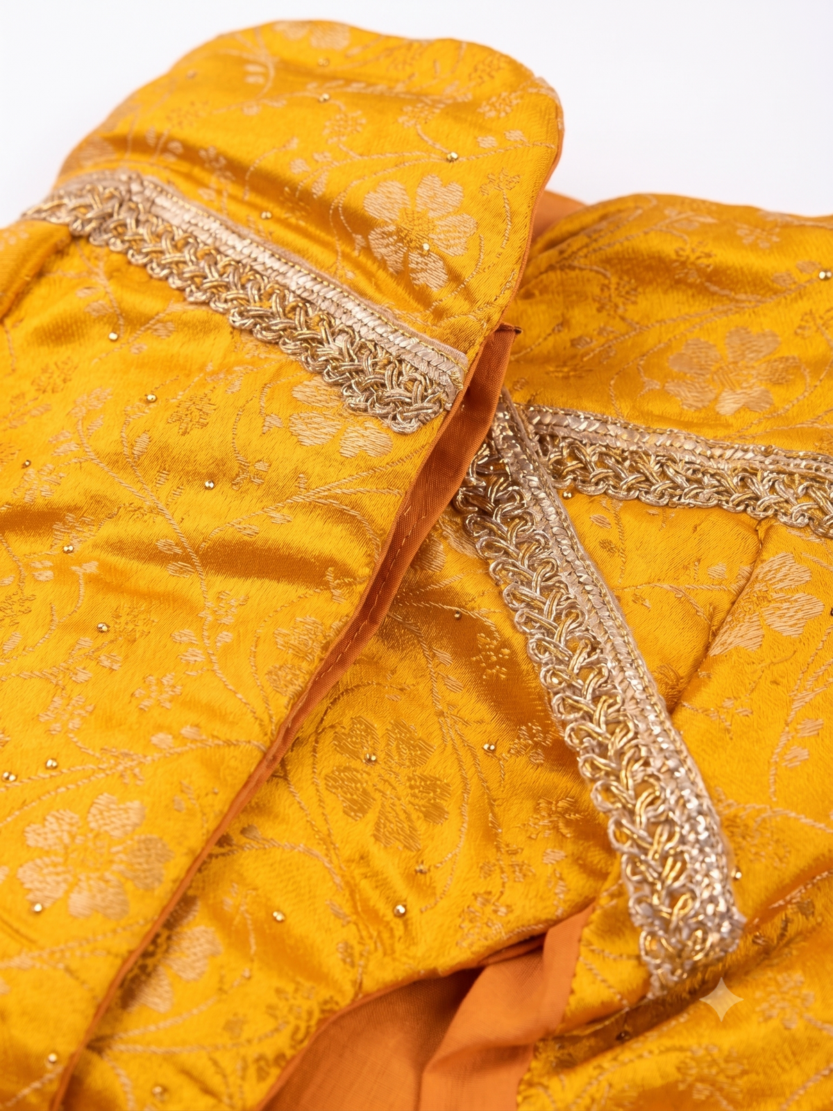 Furry Freak Royal Haldi Yellow Angrakha Brocade Pet Kurta