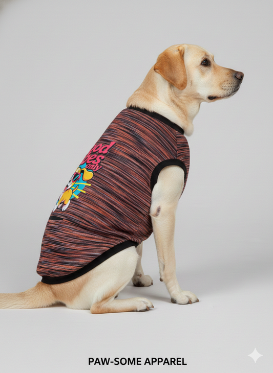 Paw-Some Apparel: "Good Vibes Only" Space-Dye Dog T-Shirt