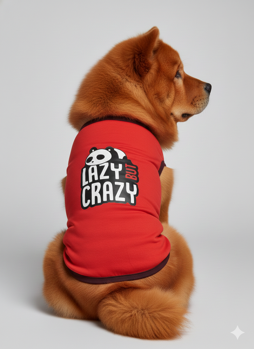 Keep Your Pup Cozy & Quirky: "Lazy But Crazy" Dog Winter T-Shirt