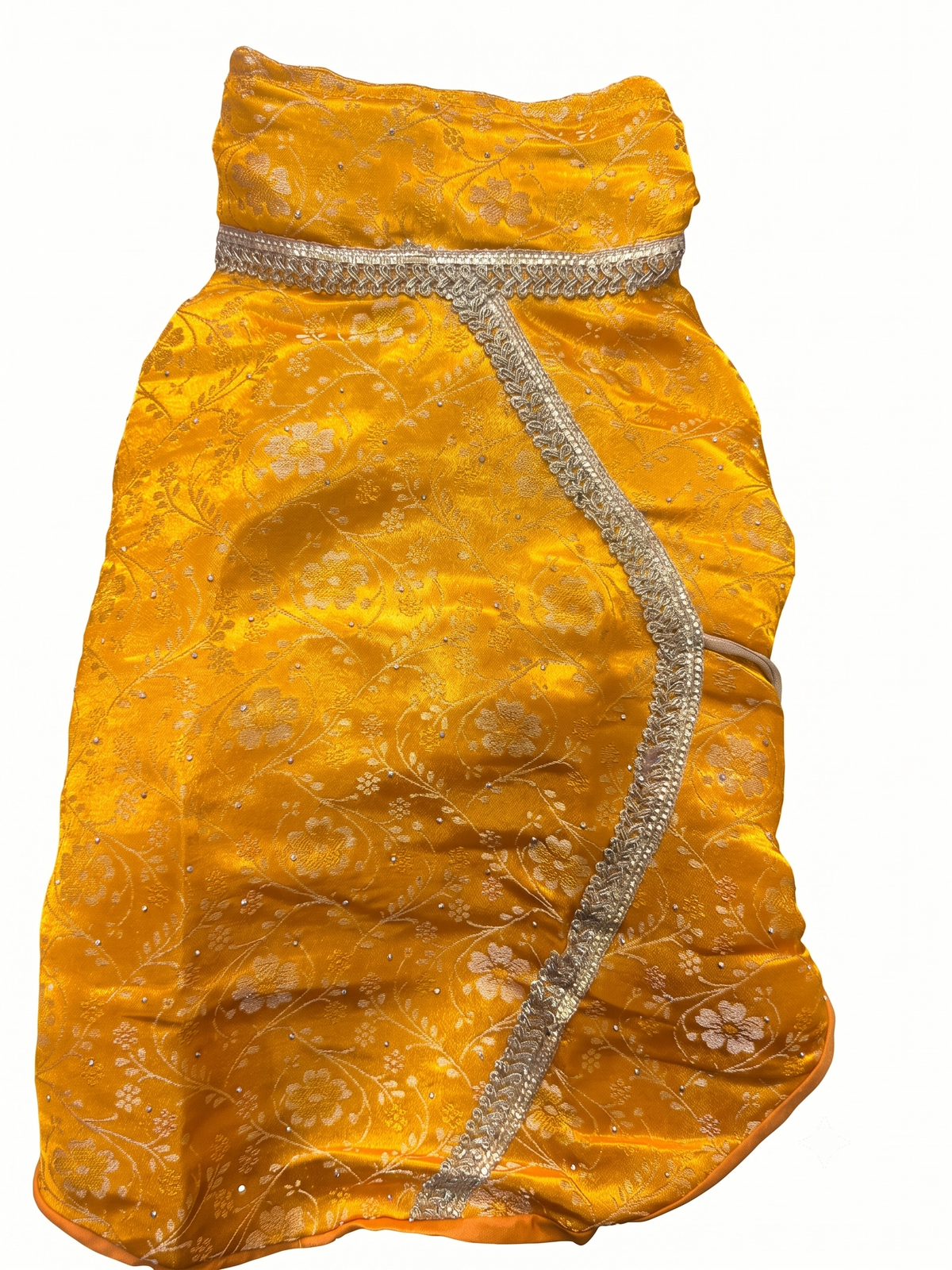 Furry Freak Royal Haldi Yellow Angrakha Brocade Pet Kurta