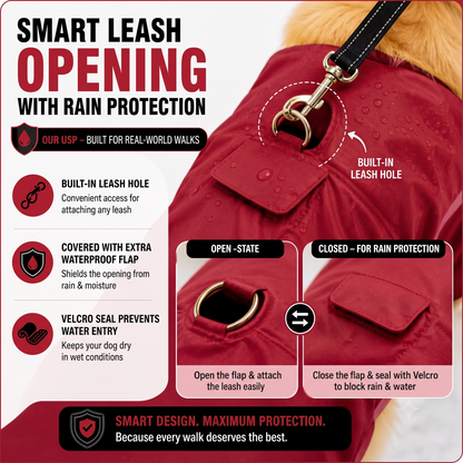 Bold Red Full-Body Dog Raincoat with Clear View Protective Hood