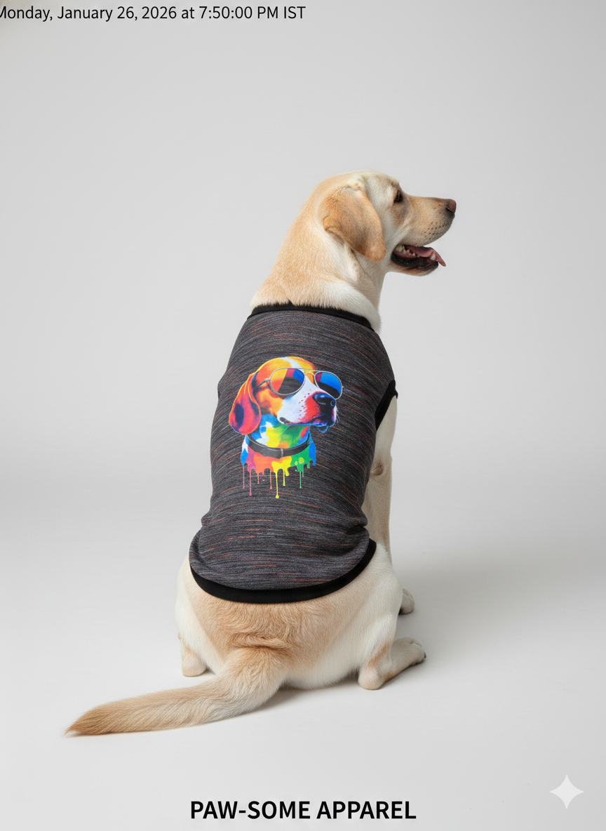 Paw-Some Apparel: "Cool Dog" Grey Space-Dye Winter T-Shirt
