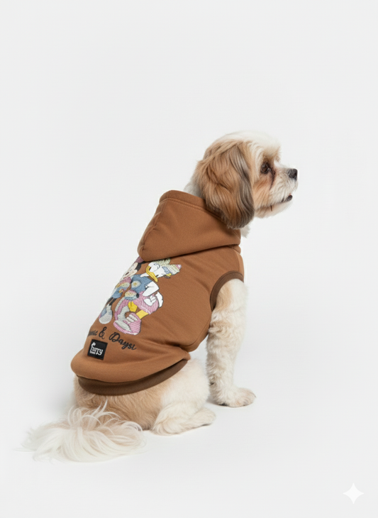Ultimate Comfort Meets Playful Design: The Sleeveless Brown Dog Sweatshirt