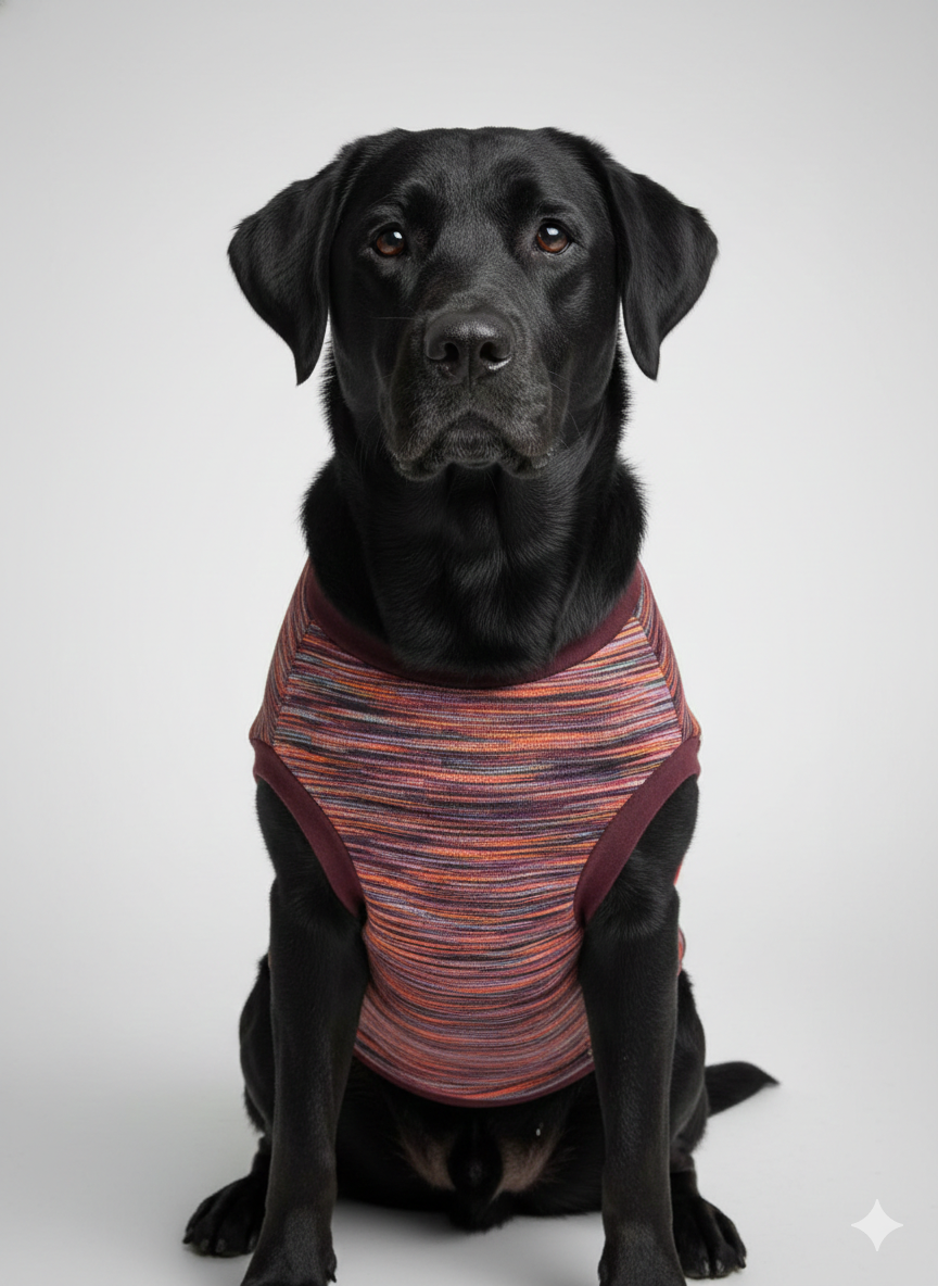 "Pawsitive Vibes Only" Dog Winter Vest – Maroon Space-Dye Sleeveless Tee
