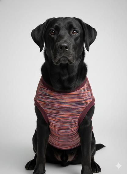 "Pawsitive Vibes Only" Dog Winter Vest – Maroon Space-Dye Sleeveless Tee