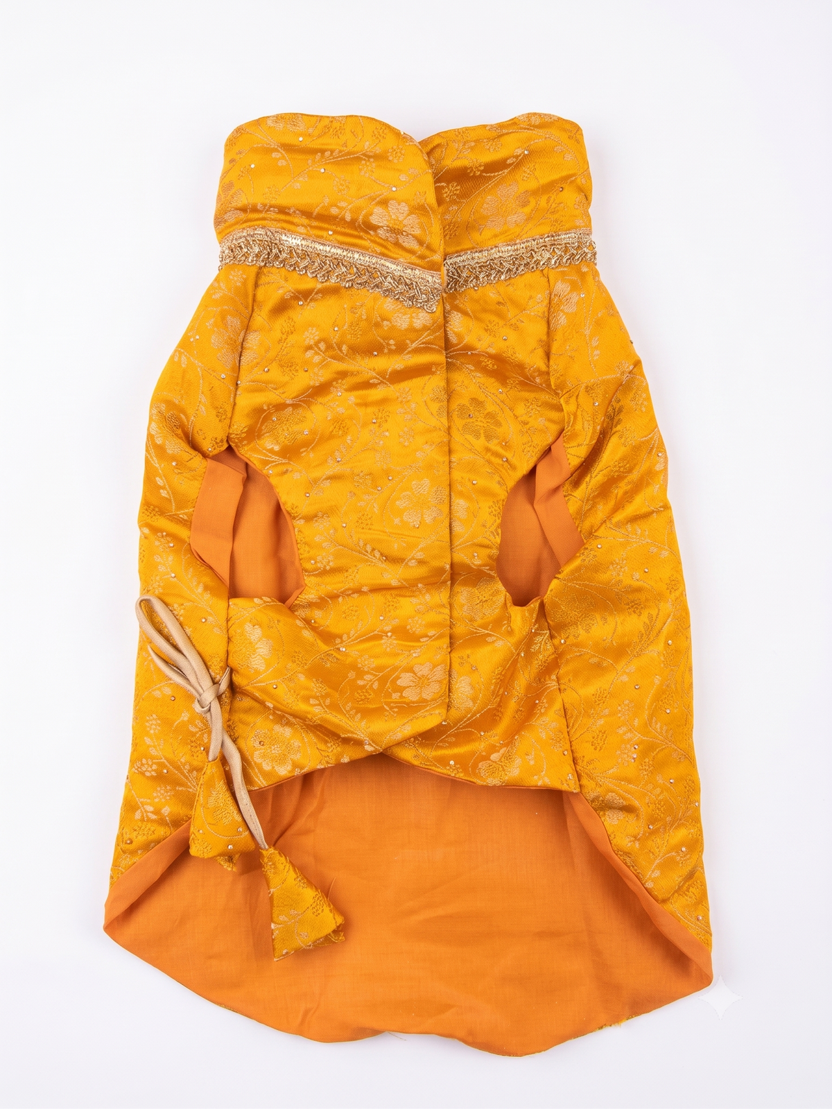 Furry Freak Royal Haldi Yellow Angrakha Brocade Pet Kurta