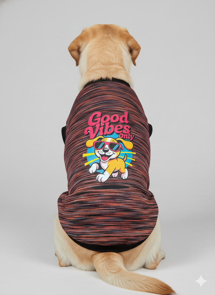 Paw-Some Apparel: "Good Vibes Only" Space-Dye Dog T-Shirt