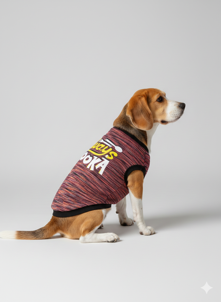 Paw-Some Apparel: "Always Bhooka" Dog Winter T-Shirt (Red)