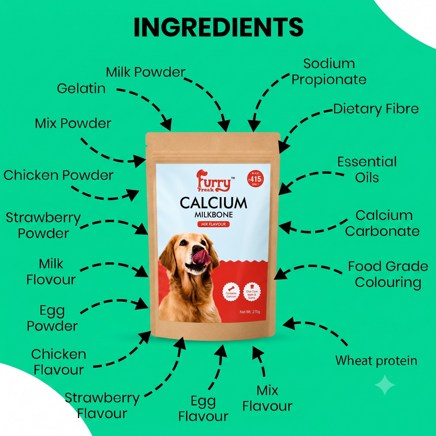🦴 Furry Freak Calcium Milk Bone – Mix Flavour Dog Treats (270g)