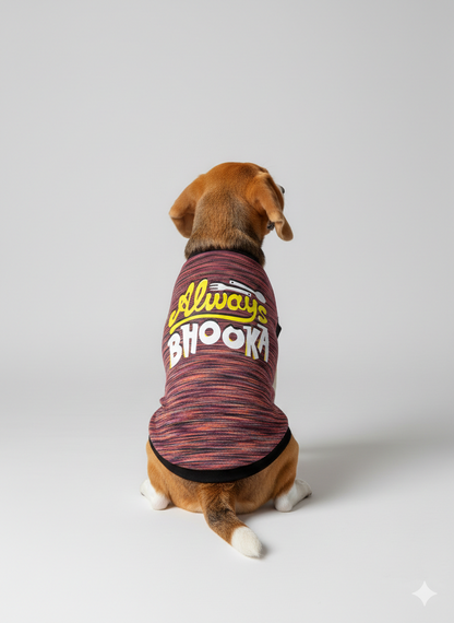 Paw-Some Apparel: "Always Bhooka" Dog Winter T-Shirt (Red)