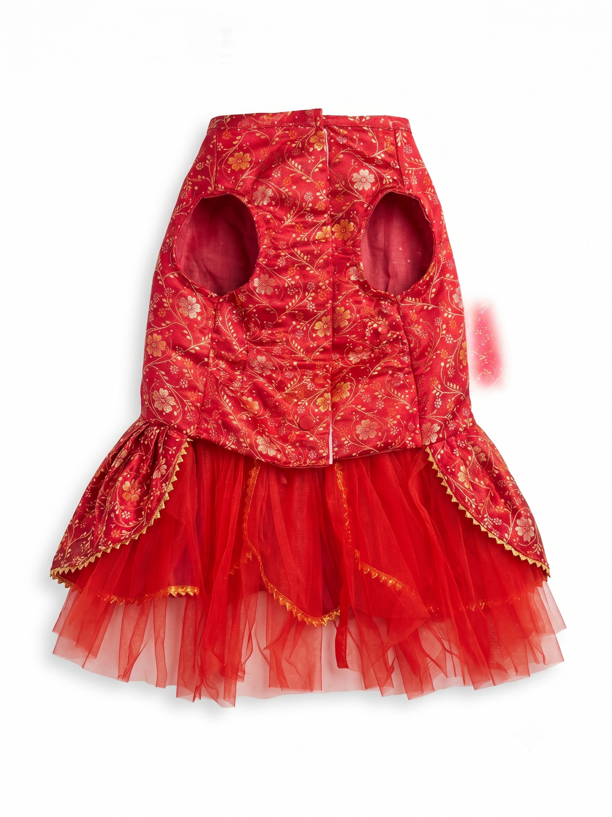 Royal Crimson Brocade Festive Pet Lehenga Dress