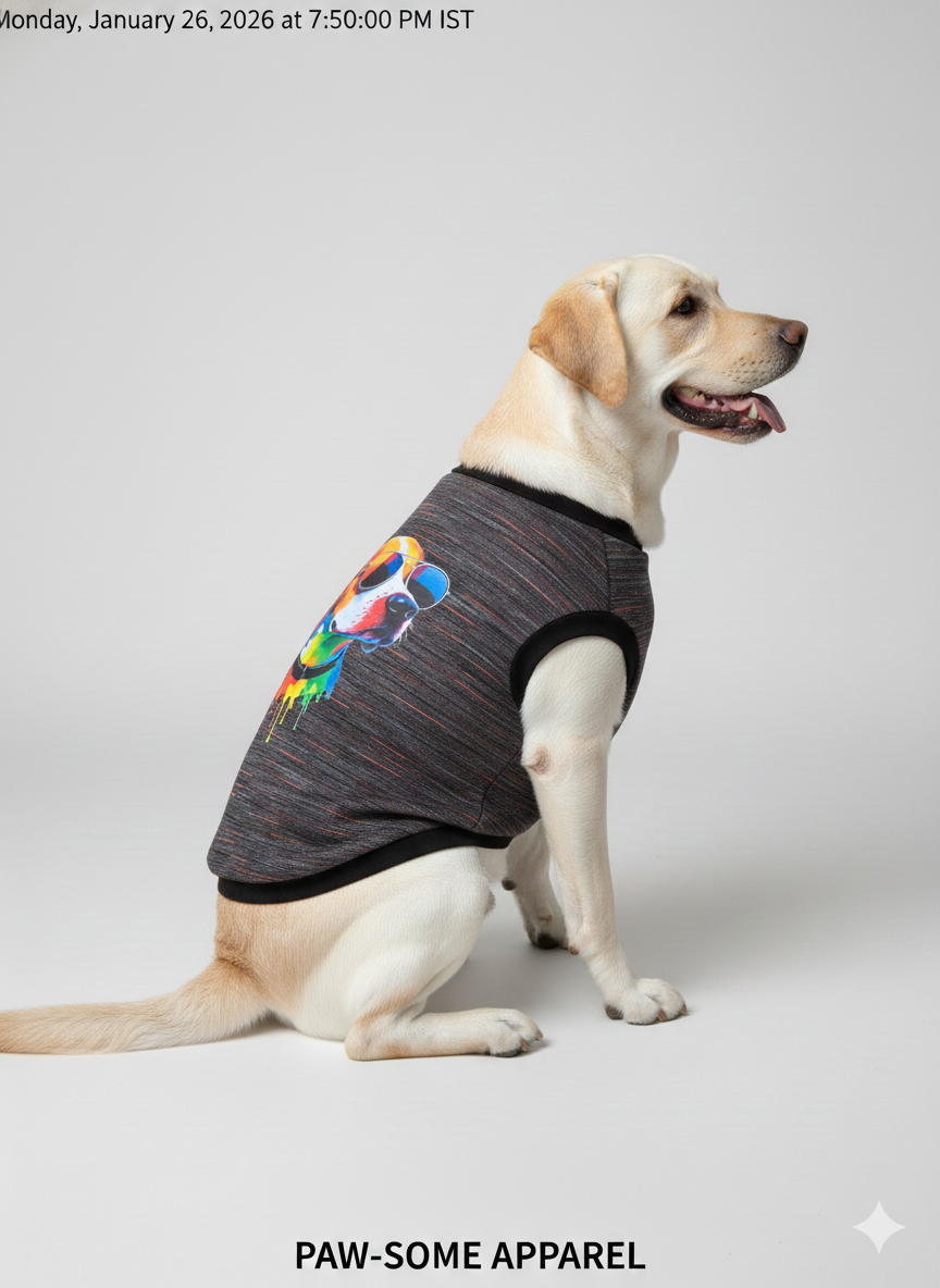 Paw-Some Apparel: "Cool Dog" Grey Space-Dye Winter T-Shirt