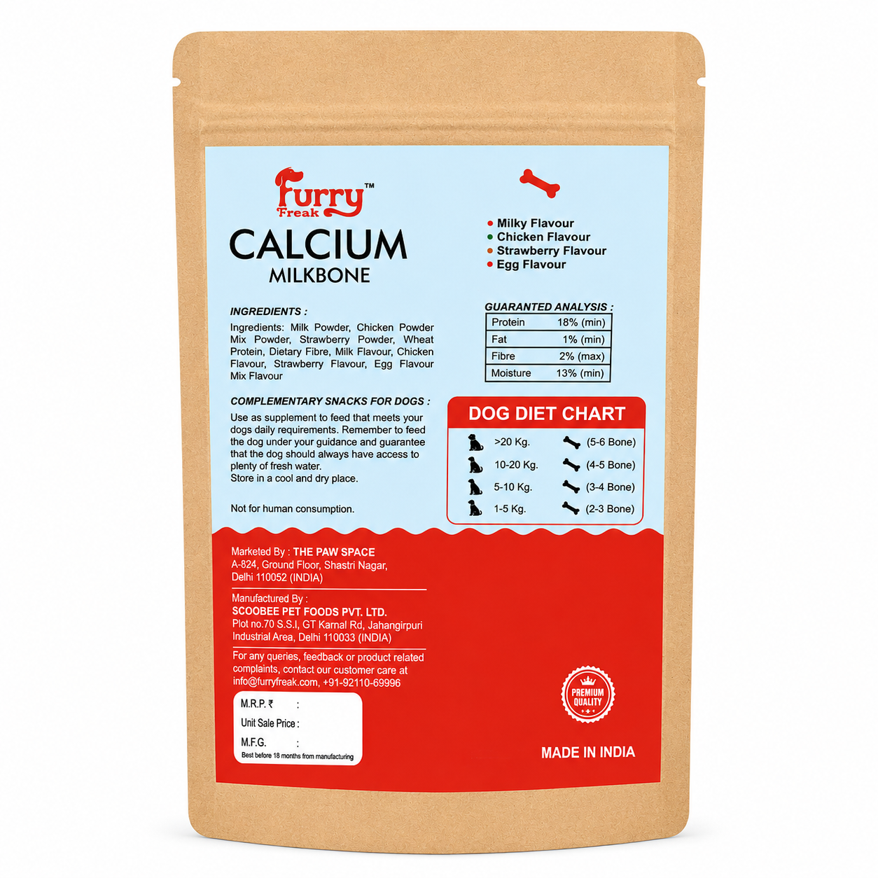 🦴 Furry Freak Calcium Milk Bone – Mix Flavour Dog Treats (270g)
