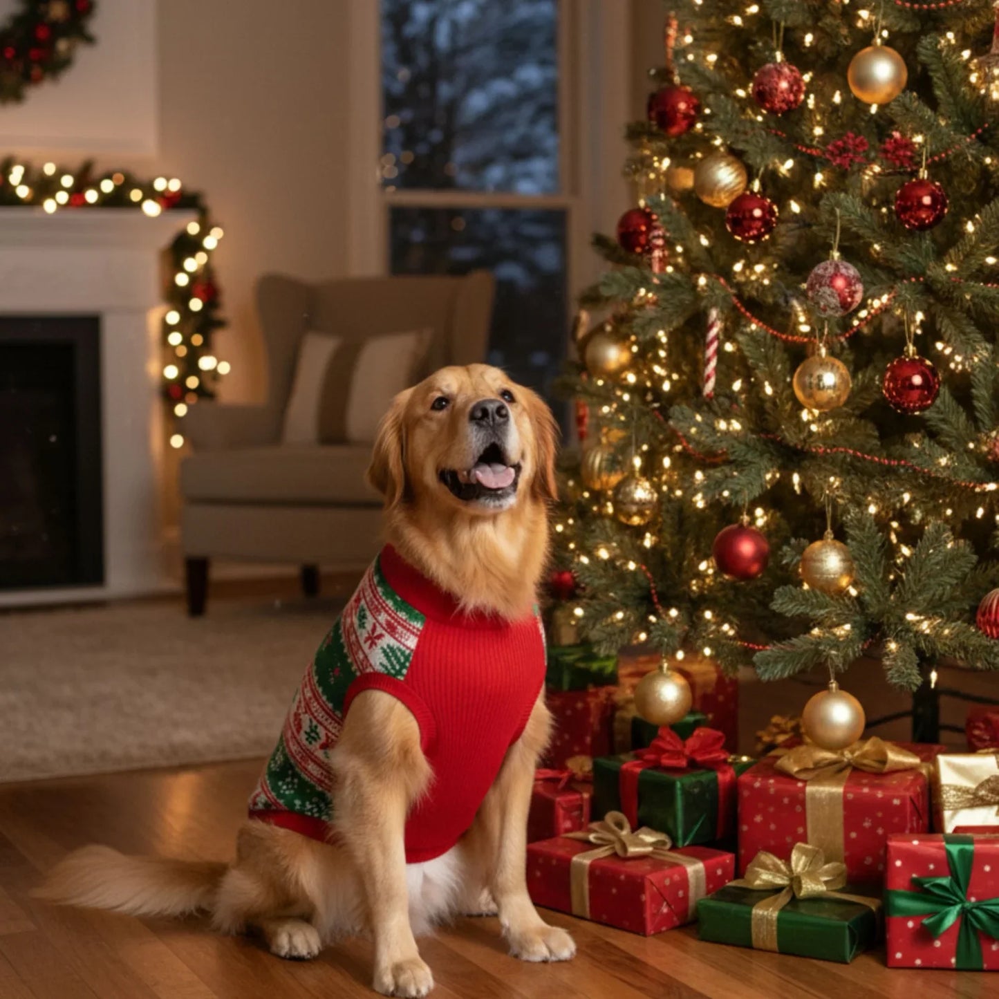 Festive Fido Fun: Premium Ugly Christmas Dog Sweater - Reindeer & Snowflake Holiday Knit