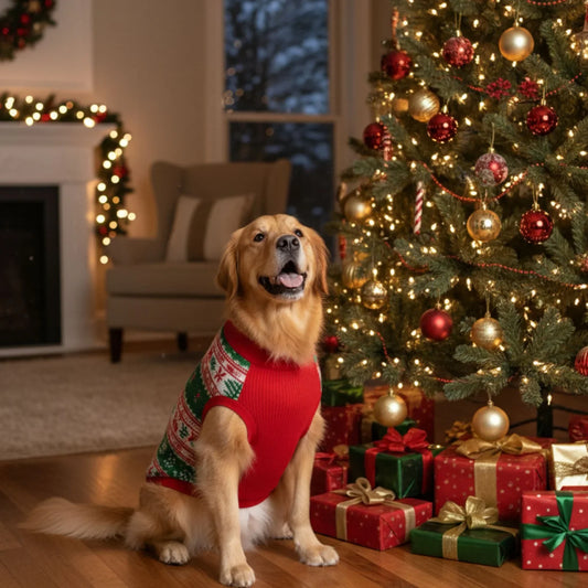 Festive Fido Fun: Premium Ugly Christmas Dog Sweater - Reindeer & Snowflake Holiday Knit
