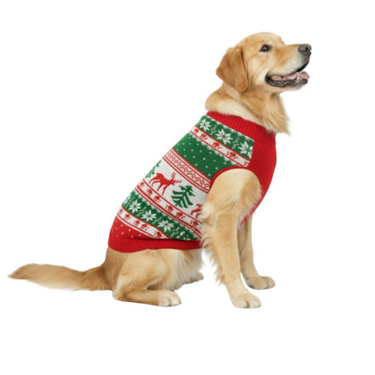 Festive Fido Fun: Premium Ugly Christmas Dog Sweater - Reindeer & Snowflake Holiday Knit