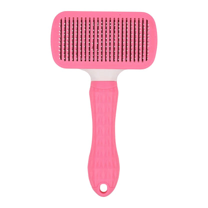 Self-Cleaning Slicker Brush for Dogs & Cats – Gentle De-Shedding Grooming Tool (Pink)