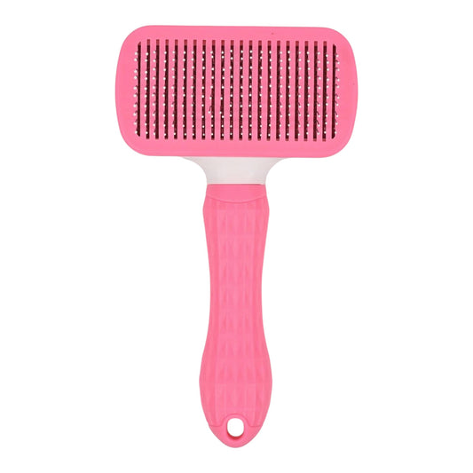 Self-Cleaning Slicker Brush for Dogs & Cats – Gentle De-Shedding Grooming Tool (Pink)
