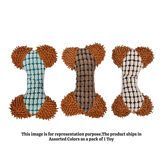 Plush Bone Dog Toy – Soft, Durable & Fun | Ships in Assorted Colors (1 Pack)